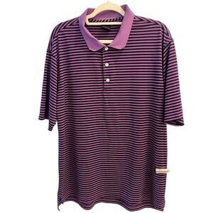 Dunning Golf Polo Style Purple Navy Stripe Golf Shirt Size Medium M